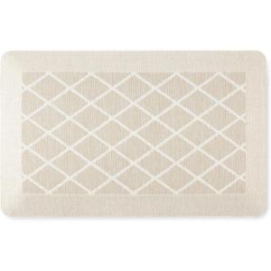 Martha Stewart Miles Modern Diamond Anti-Fatigue Air-Infused Kitchen Mat, Spice Red, 19.6″x32″(Beige)