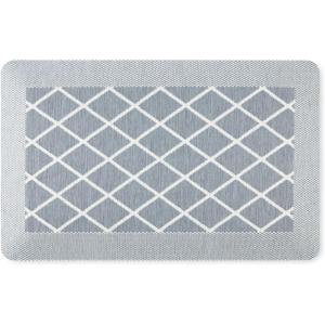 Martha Stewart Miles Modern Diamond Anti-Fatigue Air-Infused Kitchen Mat, Spice Red, 19.6″x32″(Blue)