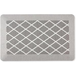 Martha Stewart Miles Modern Diamond Anti-Fatigue Air-Infused Kitchen Mat, Spice Red, 19.6″x32″(Grey)