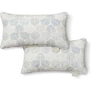 Martha Stewart Modern Banana Leaves Indoor Outdoor Decorative Pillow 2-Pack Set, UV Fade Resistant, Water Repellent, Printed Tropical Design, Warm Grey, 18″x18″(Warm Grey)