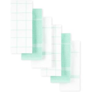 Martha Stewart Modern Waffle Kitchen Towel Set 6-Pack, Aqua Blue, 16″x28″(Aqua Blue)