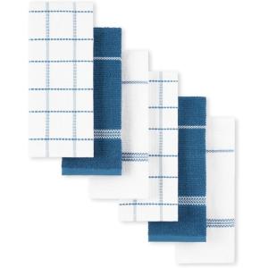 Martha Stewart Modern Waffle Kitchen Towel Set 6-Pack, Aqua Blue, 16″x28″(Navy Blue)
