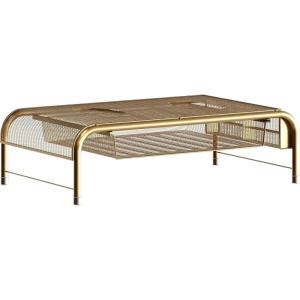 Martha Stewart Ryder Gold Mesh Metal Desktop Monitor Stand Riser with Organizer Drawer and Side Storage