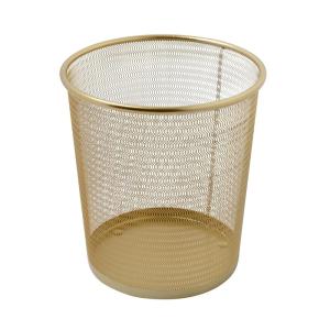 Martha Stewart Ryder Gold Mesh Metal Trash Can, 4.5 Gallon, Wastebasket for Office