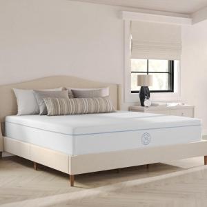 Martha Stewart SleepComplete Twin Mattress in a Box, Medium 5-Layer Cooling Gel and Green Tea Memory Foam Mattress, Recycled Removable Jacquard Cover, 12″, White(King)