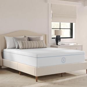 Martha Stewart SleepComplete Twin Mattress in a Box, Medium 5-Layer Cooling Gel and Green Tea Memory Foam Mattress, Recycled Removable Jacquard Cover, 12″, White(Queen)