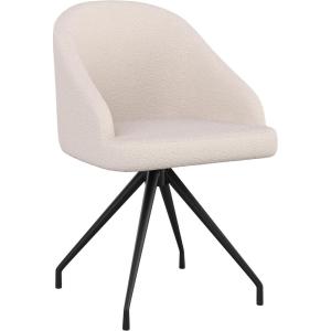 Martha Stewart Sora Stationary Swivel Task Chair with Sloped Arms for Home Office in White Boucle with Oil Rubbed Bronze Frame(White Boucle/Oil Rubbed Bronze)