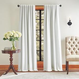 Martha Stewart Spellbound Blackout Lining Rod Pocket/Back Tab Window Curtain Panel Pair, 95″, White(White)