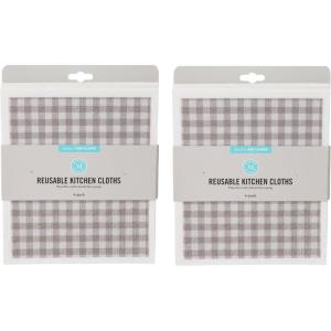 Martha Stewart Swedish Kitchen Absorbent Sponge Dish Cloths, Polka Dots, 8 Count(Grey Gingham)