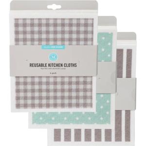 Martha Stewart Swedish Kitchen Absorbent Sponge Dish Cloths, Polka Dots, 8 Count(Multicolor)