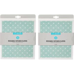 Martha Stewart Swedish Kitchen Absorbent Sponge Dish Cloths, Polka Dots, 8 Count(Polka Dots)
