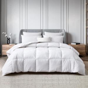Martha Stewart Tencel™ Lyocell/Cotton Blend White Goose Feather and Down Fiber Comforter – Medium Weight All Season Warmth – Twin Size(King)
