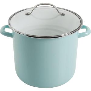 Martha Stewart Thayer 8-Quart Enamel On Steel Scratch Resistant Stock Pot w/Lid – Martha Blue(Martha Blue)