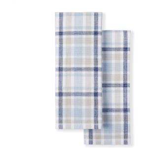 Martha Stewart Valley Plaid Kitchen Towel 2-Pack Set, Indigo, 16″x28″(Indigo)