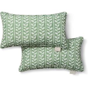 Martha Stewart Vineyard Vines Indoor Outdoor Decorative Pillow 2-Pack Set, UV Fade Resistant, Water Repellent, Printed Garden Design, Green, 18″x18″(Green)