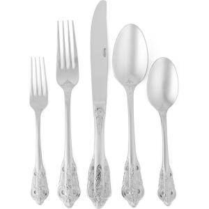Martha Stewart Watercliffe 16 pc Flatware Silverware Set – Stainless Steel Utensils – Forks, Spoons, Knives – Service for 4 – Linen(Perrine (Mirror Polish))