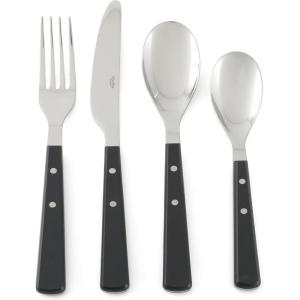Martha Stewart Watercliffe 16 pc Flatware Silverware Set – Stainless Steel Utensils – Forks, Spoons, Knives – Service for 4 – Linen(Watercliffe (Black))