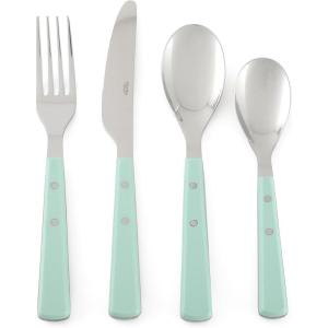 Martha Stewart Watercliffe 16 pc Flatware Silverware Set – Stainless Steel Utensils – Forks, Spoons, Knives – Service for 4 – Linen(Watercliffe (Martha Blue))