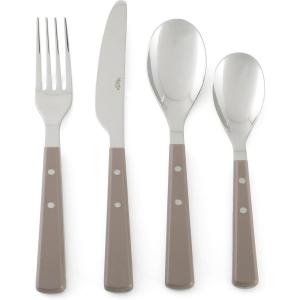 Martha Stewart Watercliffe 16 pc Flatware Silverware Set – Stainless Steel Utensils – Forks, Spoons, Knives – Service for 4 – Linen(Watercliffe (Warm Grey))