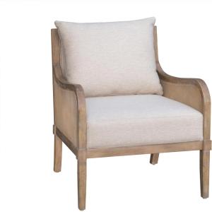 Martha Stewart Whitney Accent Chair for Living Room Bedford Collection, Solid Wood Frame, Plush 6.75″ Thick Seat Cushion Removable Backrest, Rustic Farmhouse Furniture Bedroom Chair, 27″ W Natural(Reclaimed Natural)