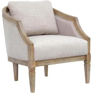 Martha Stewart Whitney Accent Chair for Living Room Bedford Collection, Solid Wood Frame, Plush 6.75″ Thick Seat Cushion Removable Backrest, Rustic Farmhouse Furniture Bedroom Chair, 27″ W Natural(Natural)