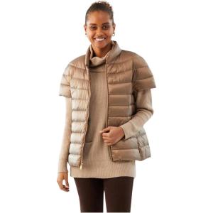 Martha Stewart Womens Puffy Down Vest, Lightweight Casual Short Sleeve Vest Jacket, Quilted Outerwear with Pockets(Pale Gold)