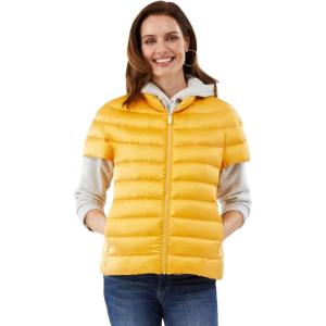 Martha Stewart Womens Puffy Down Vest, Lightweight Casual Short Sleeve Vest Jacket, Quilted Outerwear with Pockets(Yellow)