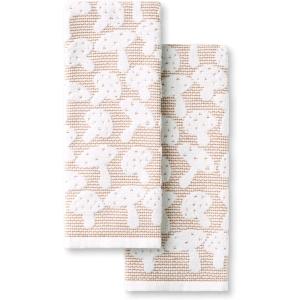 Martha Stewart Woodland Harvest Jacquard Leaves Kitchen Towel 2-Pack Set, 100% Cotton with Absorbent Honeycomb Texture, Decorative Kitchen Towels, Green, 16″X28″(Brown)