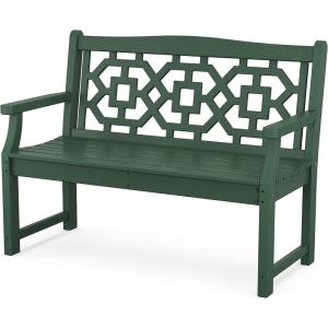 Martha Stewart by POLYWOOD® Chinoiserie 48” Garden Bench in White(Green)