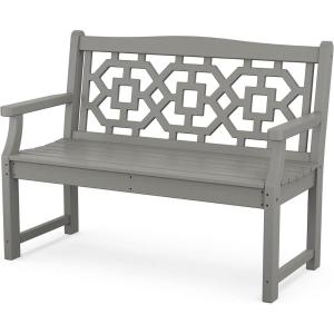 Martha Stewart by POLYWOOD® Chinoiserie 48” Garden Bench in White(Slate Grey)