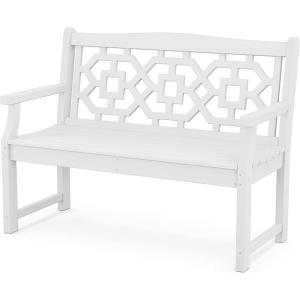 Martha Stewart by POLYWOOD® Chinoiserie 48” Garden Bench in White(White)