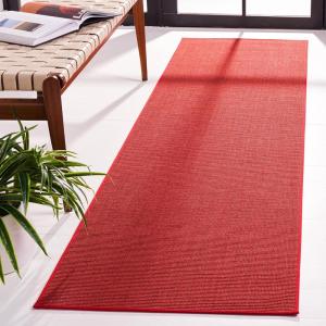 Martha Stewart x SAFAVIEH Area Rug Collection – 2’3″ x 8′ Runner, Red, Sisal & Jute, Farmhouse Style, Ideal for Living Room, Bedroom, Foyer, Hallway (MSR9501Q)(Red)