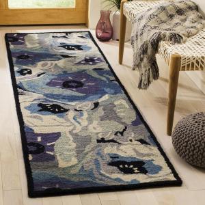 Martha Stewart x SAFAVIEH Area Rug Collection – 3′ x 5′, Red, Handmade Wool, Ideal for Living Room, Bedroom, Foyer, Accent Space (MSR4872A)(Blue)