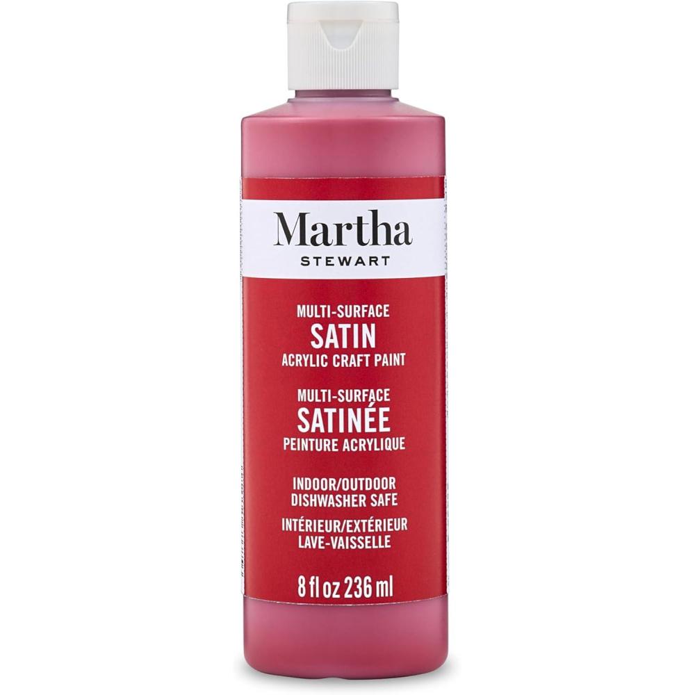imageMartha Stewart Craft Paint Ballet Slipper 8 fl oz Premium Satin Finish Paint Perfect For Easy To Apply DIY Arts And Crafts 68697Tartan Red