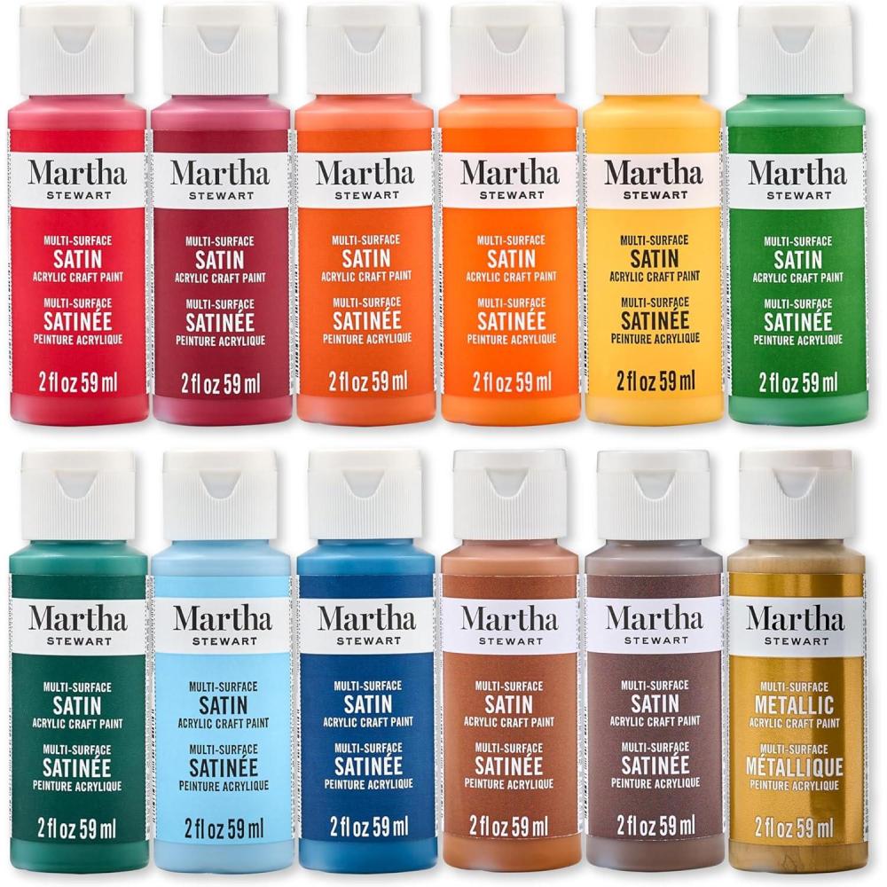 imageMartha Stewart MultiSurface Satin 12 pc Paint Set Spring BloomsAutumn Harvest