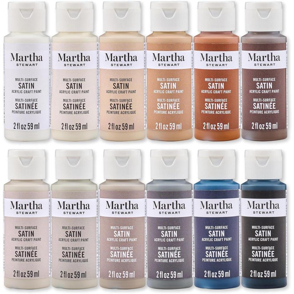 imageMartha Stewart MultiSurface Satin 12 pc Paint Set Spring BloomsElevated Neutrals