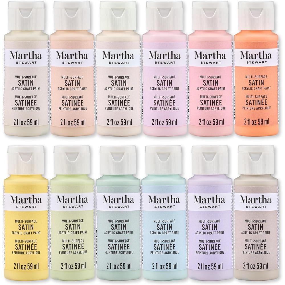 imageMartha Stewart MultiSurface Satin 12 pc Paint Set Spring BloomsHushed Hues