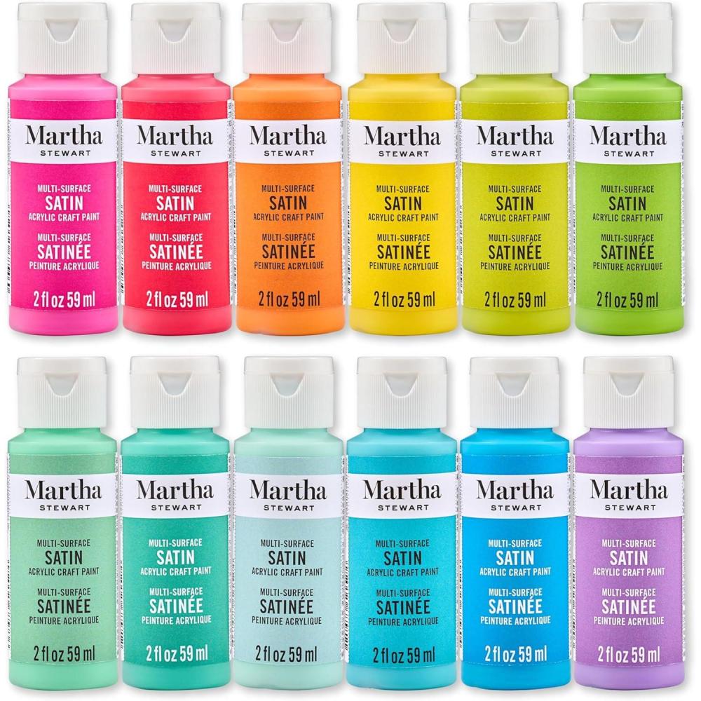 imageMartha Stewart MultiSurface Satin 12 pc Paint Set Spring BloomsSolar Brights