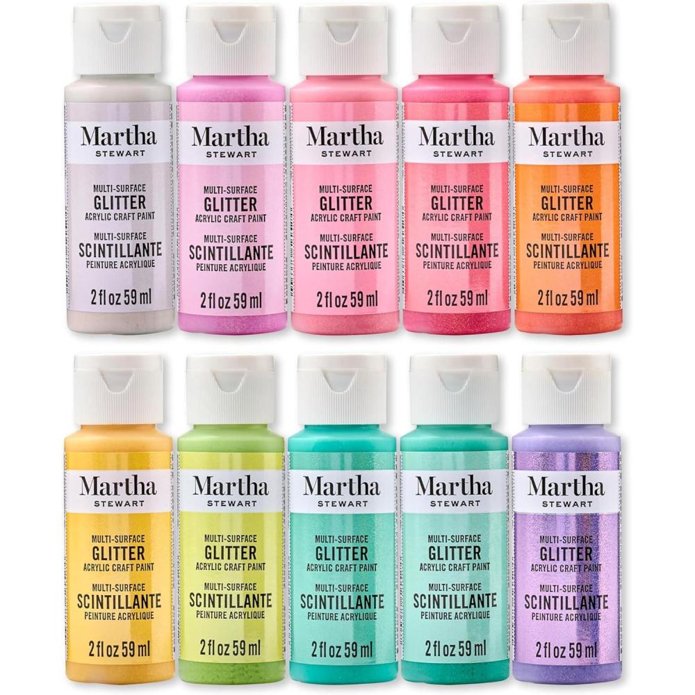 imageMartha Stewart MultiSurface Specialty 10 pc Paint Set Mixed MetalsRainbow Sparkles