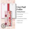 Martha Stewart List Pad Folio, Holiday Hardcover Notepad with Elastic Closure, 2 Lined List Pads with 52 Perforated Sheets Each, Portable Organizer for Gift & Shopping Lists (Stamps)