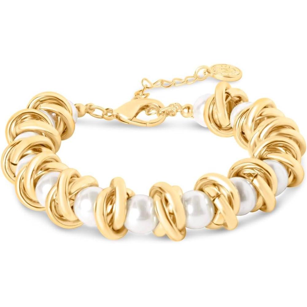 imageMartha Stewart Elegant Gold and Pearl Bracelet 7 Inches For Women