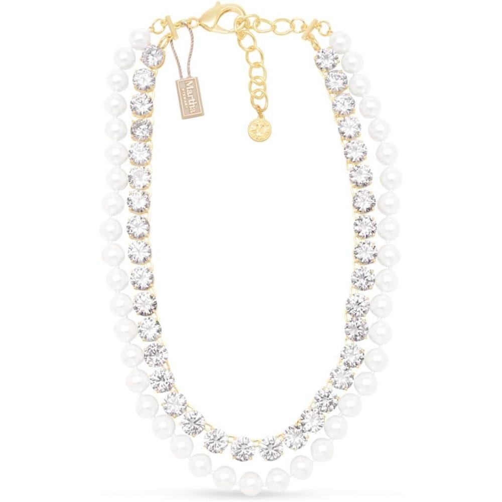 imageMartha Stewart Pearl and Crystal Necklace In Gold 18 Inches For Women