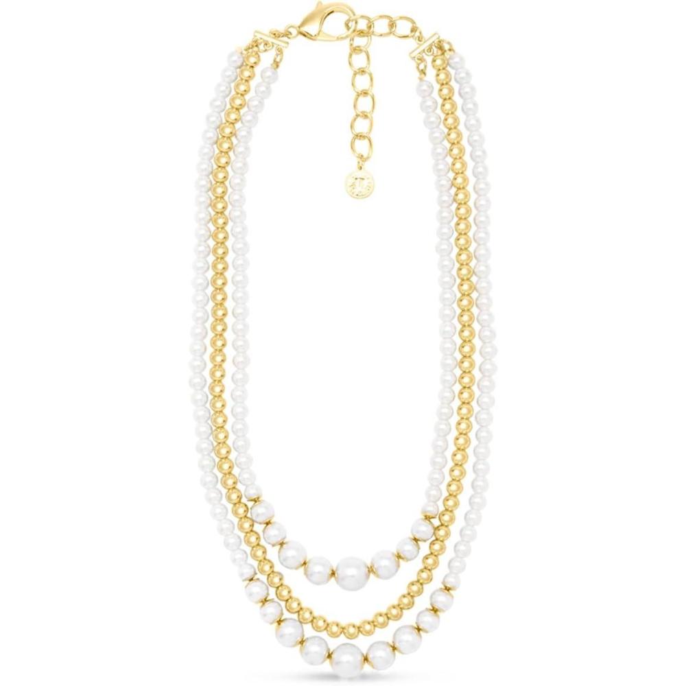 imageMartha Stewart Traditional Three Strand Pearl and Ball Necklace In Gold For Women