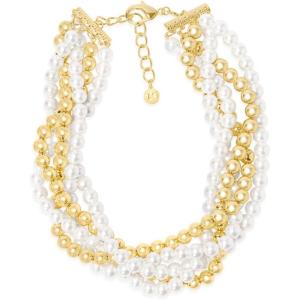 Martha Stewart Five Strand Pearl and Gold Ball Twisted Necklace In Gold For Women
