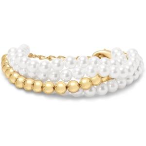 Martha Stewart Four Strand Pearl and Gold Ball Bracelet, 7 Inches For Women