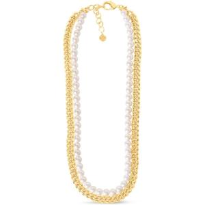 Martha Stewart Pearl and Curb Chain Necklace In Gold, 24 Inches For Women