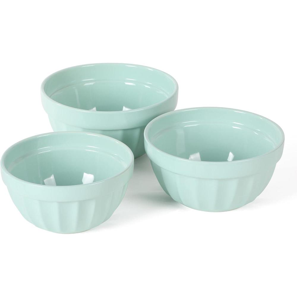 imageMartha Stewart Broadbrook 3 Piece 4 Qt 28 Qt 21 Qt Stoneware Bowl Set  Martha Blue