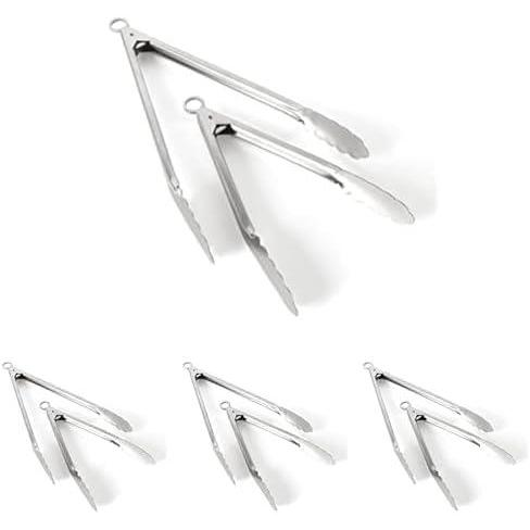 imageMartha Stewart Richburn 2Piece Stainless Steel Tongs Set  12Inch and 9Inch Kitchen Tongs for Grilling Serving and CookingTong Set 12 and 9 Pack of 4
