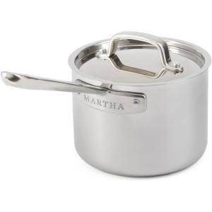 Martha Stewart Martha 3.5-Quart Straight Sided Triply Stainless Steel Saute Pan w/Lid(Stainless Steel)