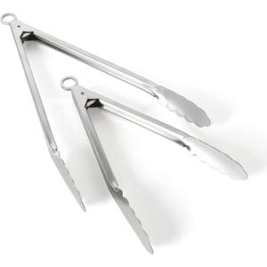 Martha Stewart Richburn 2-Piece Stainless Steel Tongs Set – 12-Inch and 9-Inch Kitchen Tongs for Grilling, Serving, and Cooking(Tong Set (12″ and 9″))